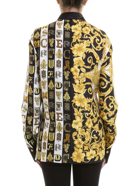 versace gold hibiscus pattern|Versace Gold Hibiscus print silk shirt .